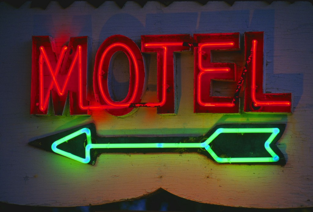 Neon Motel Sign and Arrow
