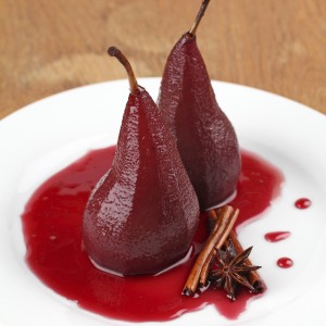 Peras al Malbec y canela