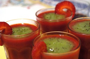 Agua de kiwi y Fresas