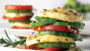 Torre de calabaza y queso a las hierbas